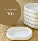ACAR BIANCO PERLA MOON Set aus 6 kleinen ovalen Tellern 13,2 x 9,5 x 2,8 cm 