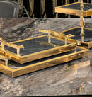 ZEYVE Set aus 2 Tabletts marmoriert schwarz gold