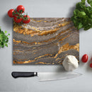 BELLART - Altın Mermer Uv Baskılı Cam Kesme Tablası 35×25 cm
