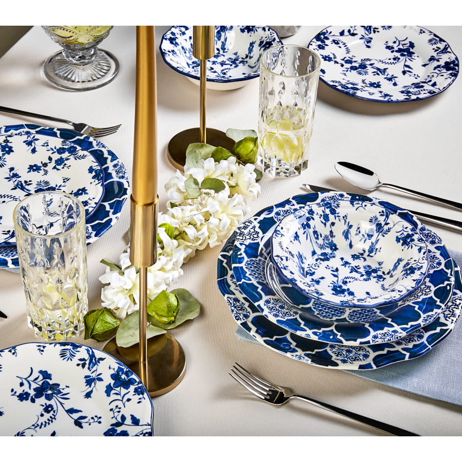KARACA DEEP BLUE Blaues Tafelservice 24 Teile 6 Personen