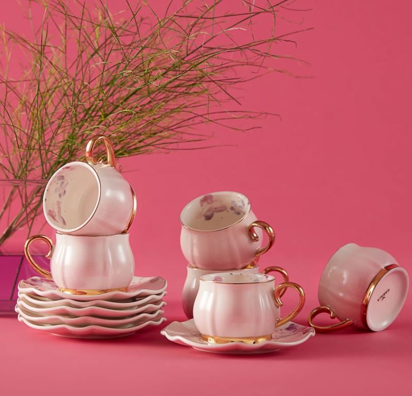 KARACA PINK GARDEN Kaffeetassen-Set für 6 Personen
