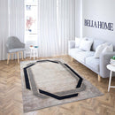 BRILLANT HANDE Siyah Krem Antikabakteriyel Yıkanabilir Kaydırmaz Saçaklı Halı