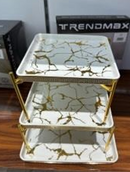 TREND HOME MERMER 3 kare tabak ve altın standlı teşhir standı