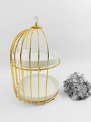 TREND HOME BIRD  Présentoir à 2 étages avec support doré
