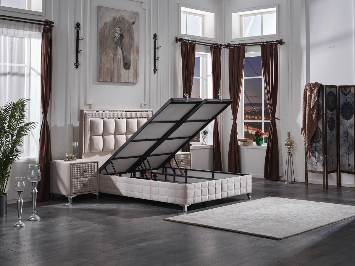 WOOLTOUCH Krem Pedli Koyun Yünü Yaylı Ortopedik Yatak Set - Bella Home