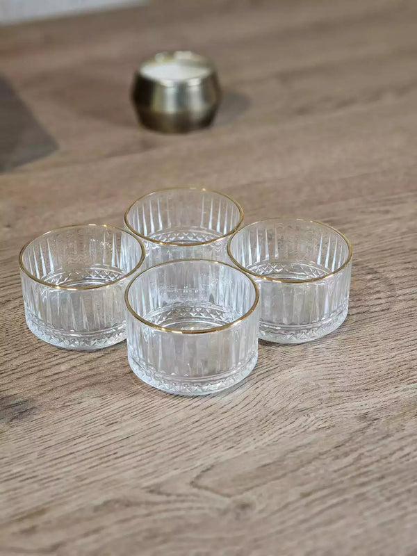 TREND HOME ROYAL GLASS Lot de 4 coupelles apéritif en verre gold