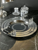 Set mit 2 rechteckigen silbernen Serviertabletts