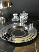 Set mit 2 rechteckigen silbernen Serviertabletts