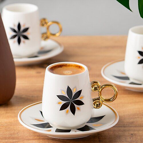 ACAR MAISON 6'Lı porselen kahve fincan takımı