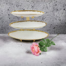 TREND HOME LEAF 3er-Set Servierteller mit goldenem Ständer