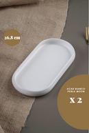 ACAR BIANCO PERLA MOON 2 büyük oval sunum tabağı seti 26,8 x 16 x 2 cm