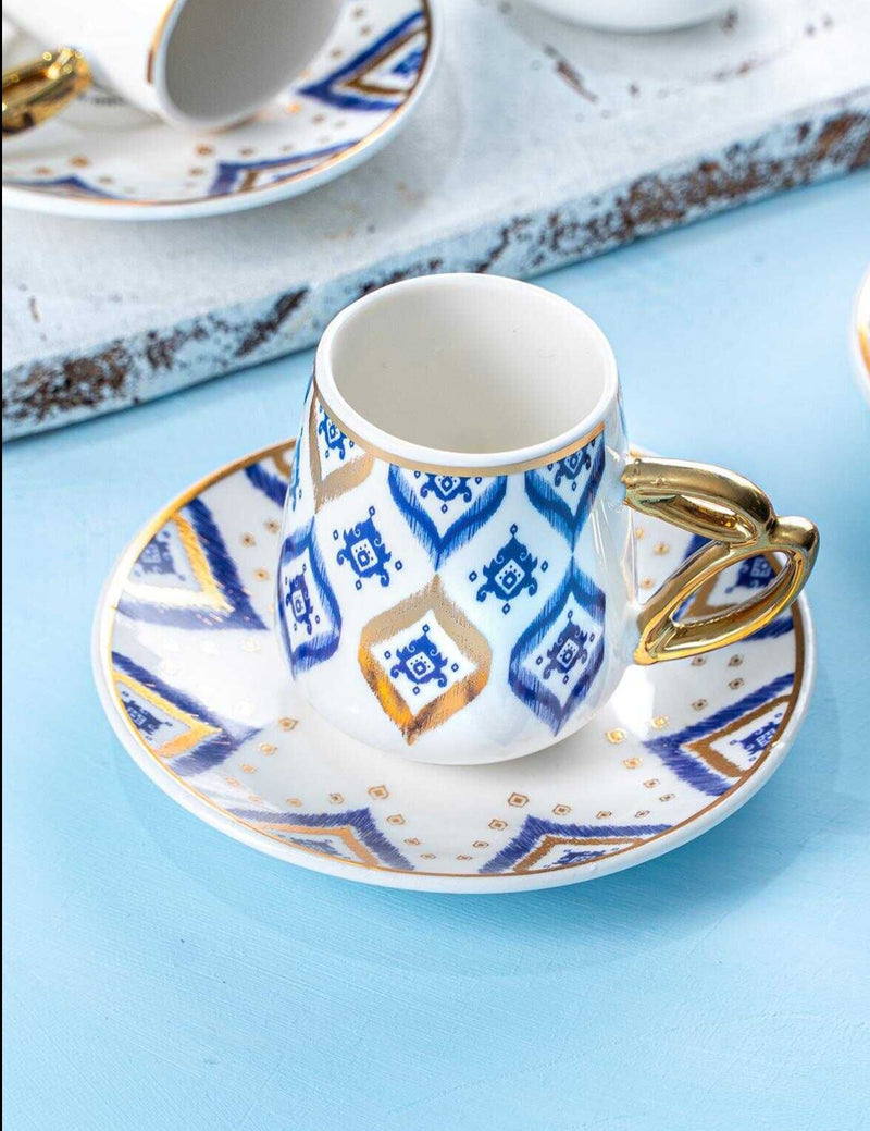 ACAR DIOR BLUE 6'Lı porselen kahve fincan takımı