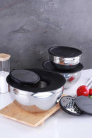 Karat 9 Parça Çelik Rendeli Karıştırma/Saklama Kabı 24-20-16 cm