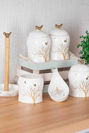 ACAR FOCUS NORWOOD Komplettes Set 3 Vorratsgläser, 1 Löffelhalter, 1 Utensilienhalter, 1 Küchenrollenhalter