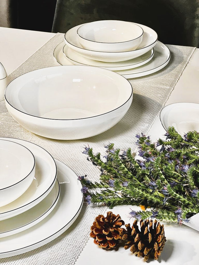 ACAR DAPHNE Silver Yemek takımı 12 kişilik 57 parça a - Bella Home