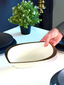 TREND HOME LEAF porselen servis tabağı beyaz/altın 25cm