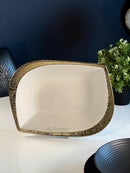 TREND HOME LEAF porselen servis tabağı beyaz/altın 25cm