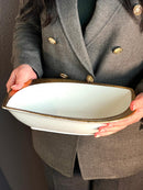 TREND HOME LEAF porselen servis tabağı beyaz/altın 25cm