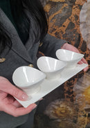 TREND HOME Aperitif-Tablett mit 3 Porzellanschalen 