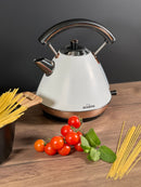 SCHÄFER RETRO Wasserkocher 1,7 Liter weiß gold