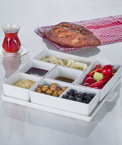 ACAR BİANCO PERLA 5'li Porselen puzzle kahvaltılık - Bella Home