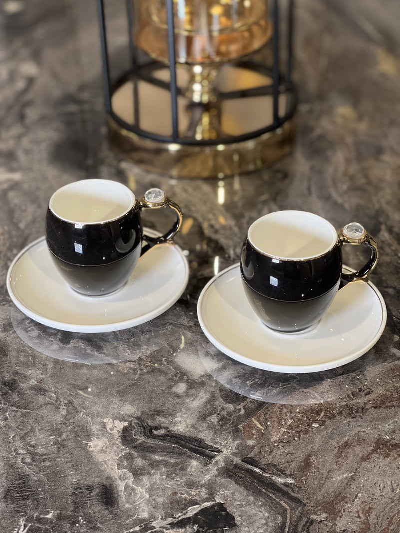 ACAR VOYAGE NOIR Set de 6 tasses à café en porcelaine