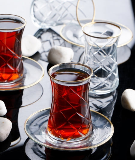 ACAR MIHRIBAN Set de verres à thé 12 pièces 6 personnes - 12 parça 6 kişilik çay seti