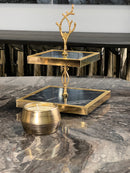 ZEYVE 2 katlı kurabiyelik siyah gold 