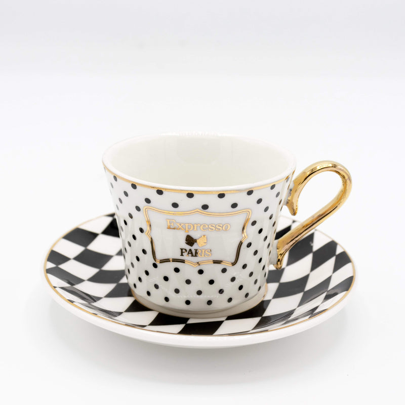 BRICARD Set tasses à café motif à pois 12 pièces 6 personnes - Bella-Home: art de la table, verrerie, trousseau de mariée, décoration