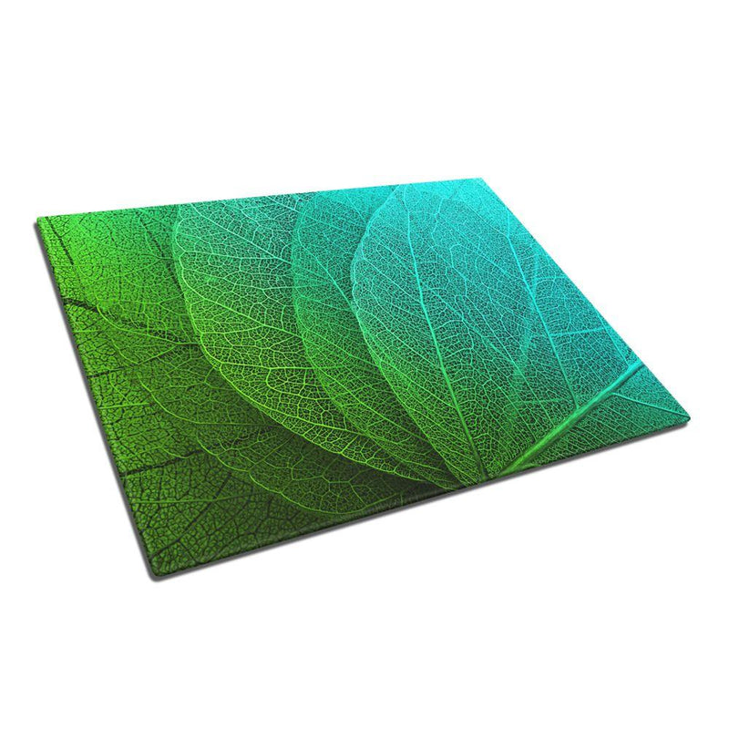 BELLART -  Feuilles vertes - Planche à découper en verre à impression UV 35x25 cm - Yesil Yapraklar - UV Baski Cam Kesme Tahtasi