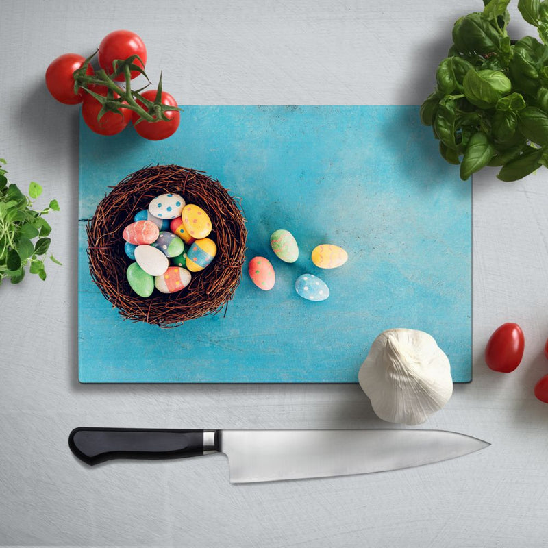 BELLART - Paskalya yumurtaları Uv Baskılı Cam Kesme Tablası 35×25 cm