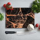 BELLART - Siyah ve Turuncu Mermer Uv Baskılı Cam Kesme Tablası 35×25 cm