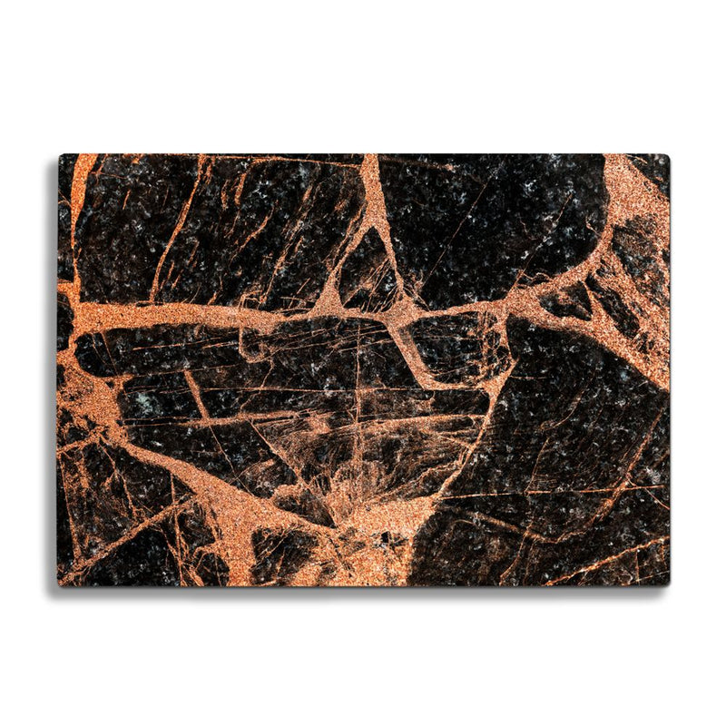 BELLART - Schwarzer und Orangefarbener Marmor - Glasschneidebrett mit UV-Druck 35x25cm