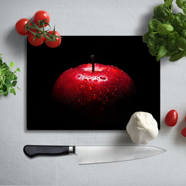 BELLART - Pomme rouge - Planche à découper en verre à impression UV 35x25 cm