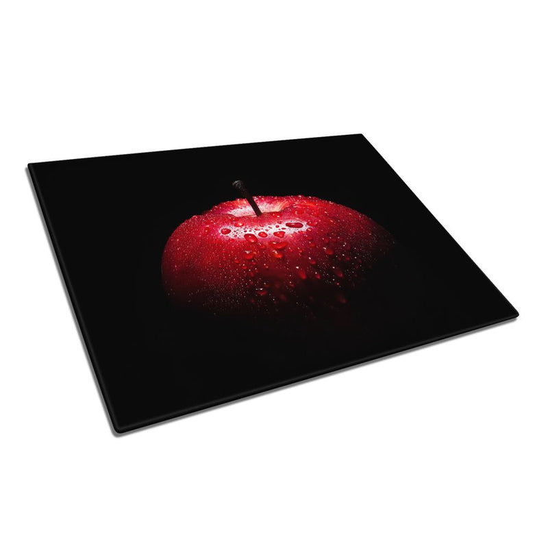 BELLART - Kırmızı elma Uv Baskılı Cam Kesme Tablası 35×25 cm