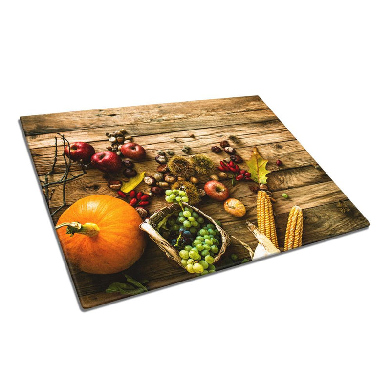 BELLART - Sonbahar dekoru Uv Baskılı Cam Kesme Tablası 35×25 cm