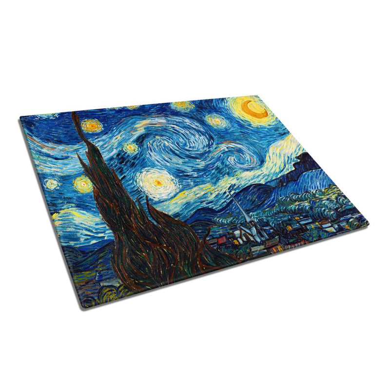 BELLART - Van Gogh "Starry Night" - "La Nuit étoilée" Uv Baskılı Cam Kesme Tablası 35×25 cm