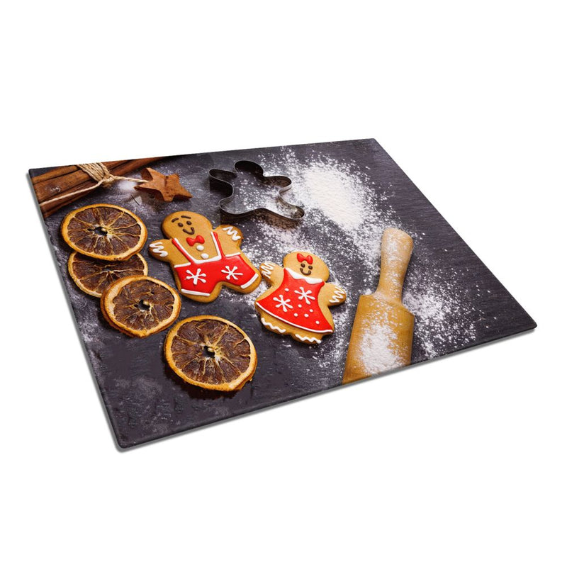 BELLART - Zencefilli kurabiye adam Uv Baskılı Cam Kesme Tablası 35×25 cm