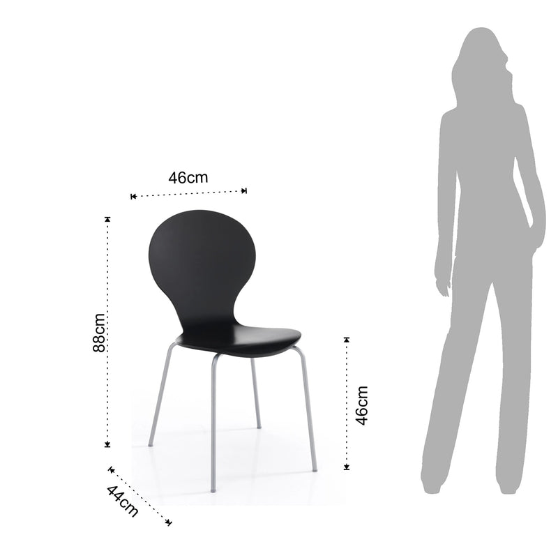 Set von 4 Stühlen Moderne Wohnzimmer, Wohn-Und Esszimmer Schwarz-Füße Chrom