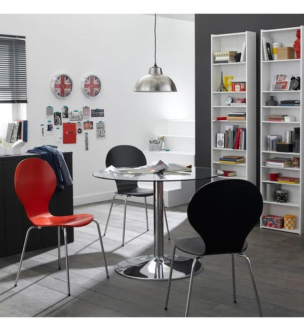 Set von 6 Stühlen Moderne Wohnzimmer, Wohn-Und Esszimmer Schwarz-Füße Chrom