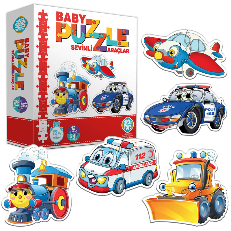 Les Véhicules Mignons pour les Puzzles de Bébé Baby Puzzle Sevimli Araçlar Die Niedlichen Fahrzeuge für Baby-Puzzles