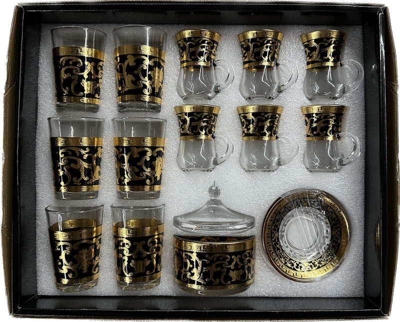 TREND HOME ORIENT GOLD Set de 12 verres avec sucrier 20 pièces