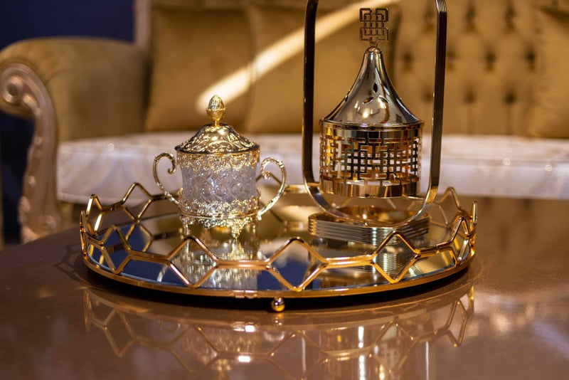 Bruleur d'encens oriental de luxe doré - Goldener luxuriöser orientalischer Räucherstäbchen