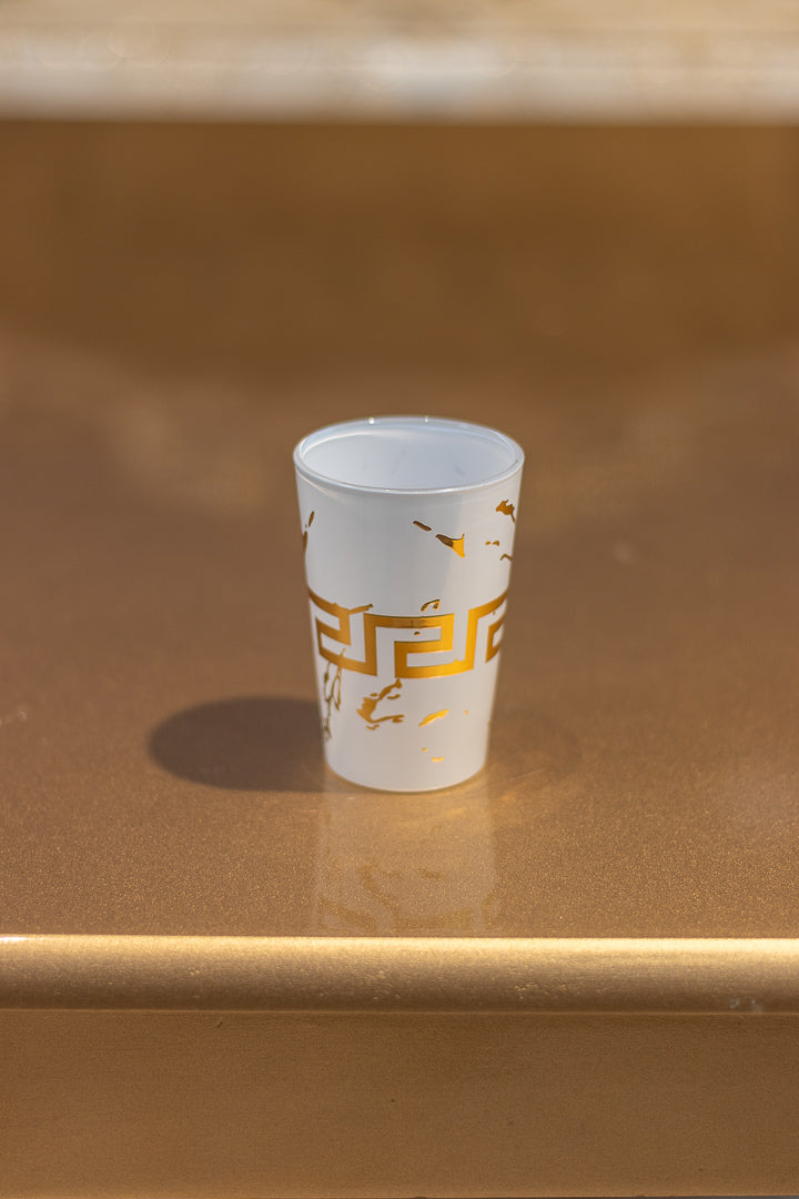 Lot de 12 verres à thé blanc avec liseré doré épais Kalın altın kenarlı 12 beyaz çay bardağı seti