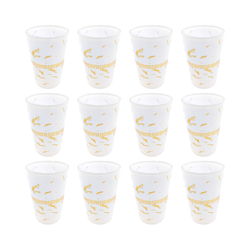 Lot de 12 verres à thé blanc avec liseré doré fin