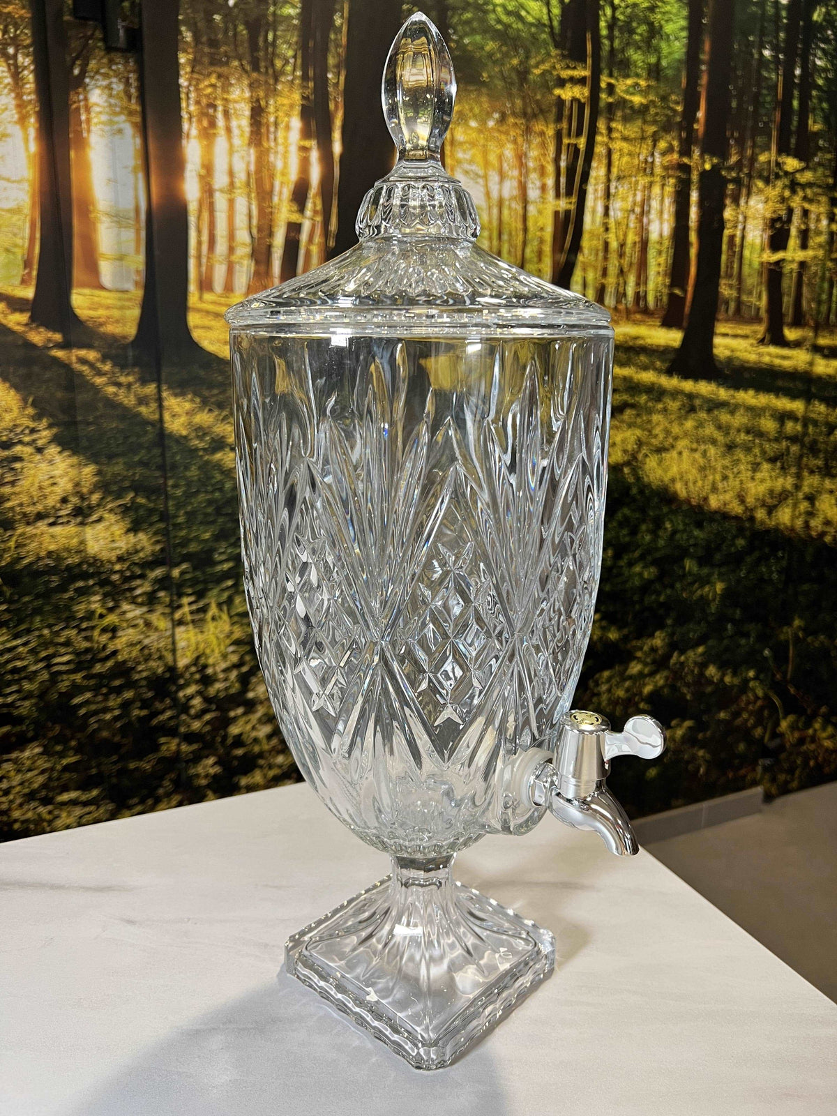 Distributeur De Boissons En Verre 3 Litres Avec Robinet - Couvercle Inox, Design élégant Avec Logo Yorkshire - Pour Punch, Sangria, Cocktails