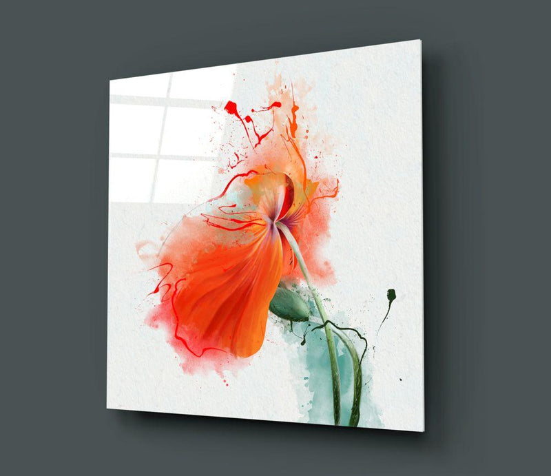 Tableau en verre - Fleur orange - Cam tablo - Turuncu çiçek