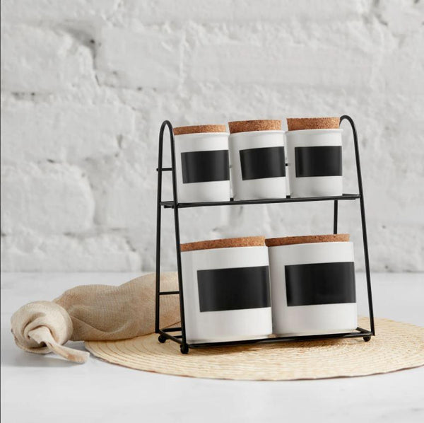 KARACA BLACK BANT Set de pots à épices avec support - Standlı baharat takımı