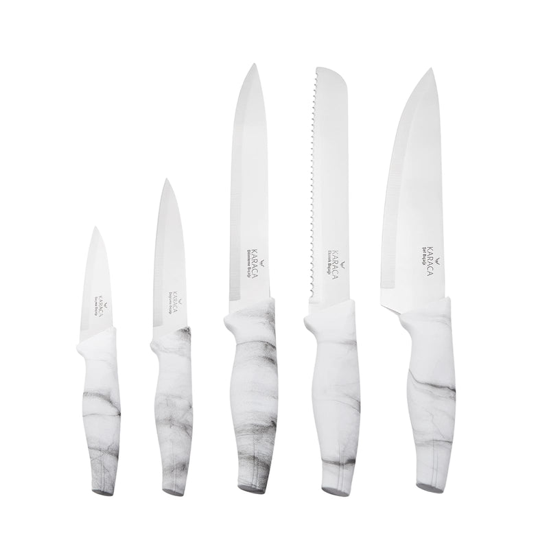 KARACA BIANCO WHITE Set de 5 couteaux avec bloc - 6 Parça bıçak seti