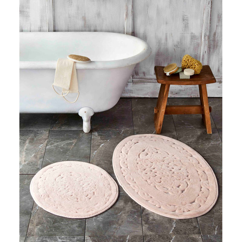 KARACA HOME OBI ROSE Set de tapis de bain 2 pièces 60x100 cm + 50x60 cm - PUDRA 2li paspas seti